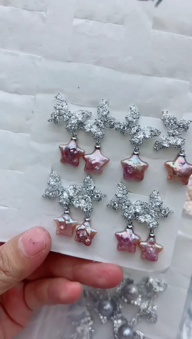 未镶嵌耳饰淡水珍珠多样性发其一，非无暇