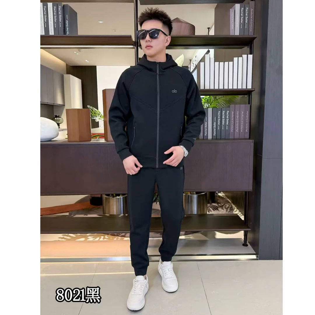 秋季新款百搭连帽常规款拼接休闲运动套装秋款春季运动服时尚男士