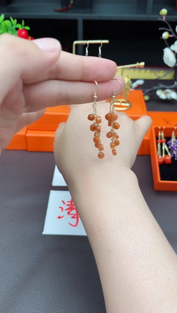 翡翠银S925镶嵌耳饰805000