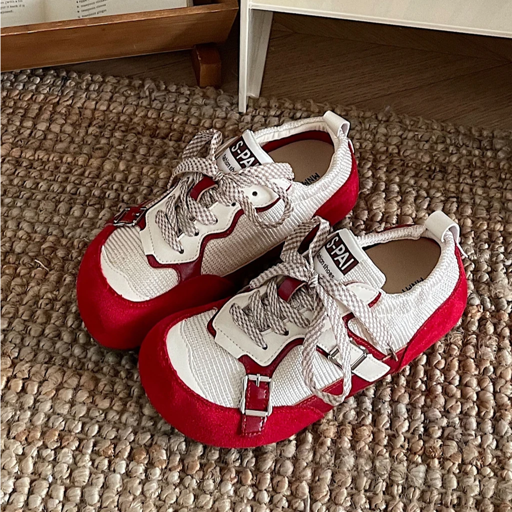 复古丑萌芭蕾阿甘鞋2025夏季爆款拼色透气网面运动休闲鞋德训板鞋