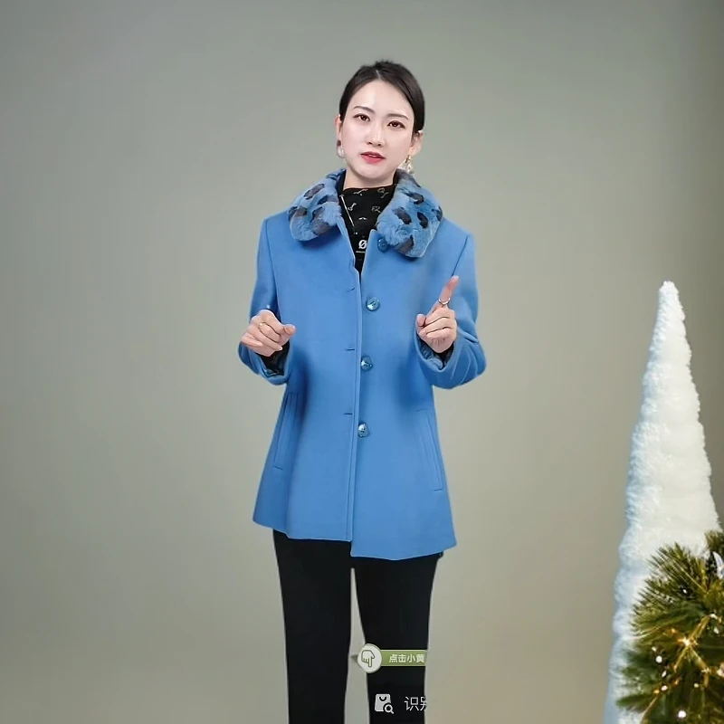 佐尔美冬季秋冬女装纯色百搭毛领羊毛呢子大衣外套中褛E44ZT34