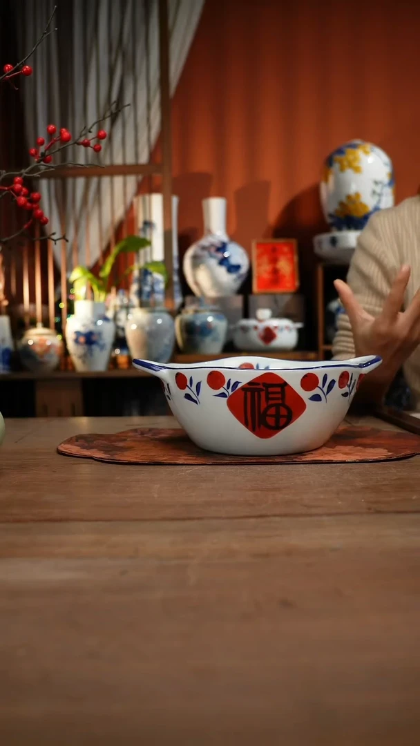 当代高温釉下彩手绘陶瓷餐具