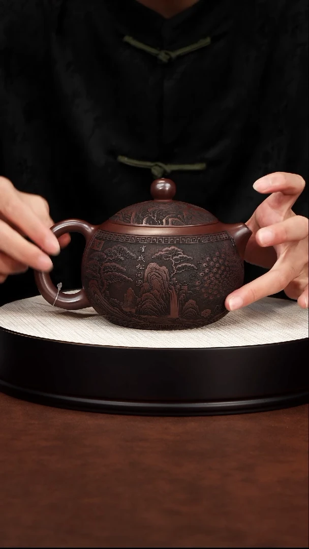 茶壶紫砂宜兴紫砂 孔雀西施石红750cc 李恒阳