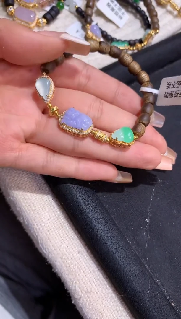 银S925镶嵌手串翡翠手串