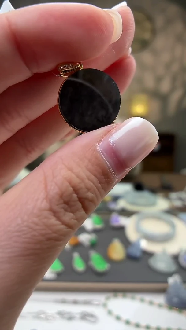 吊坠(不含链)银S925镶嵌翡翠五级无事牌