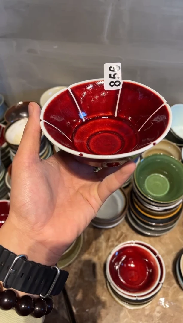 【闪购商品】瓷片856钧红葵口小碗