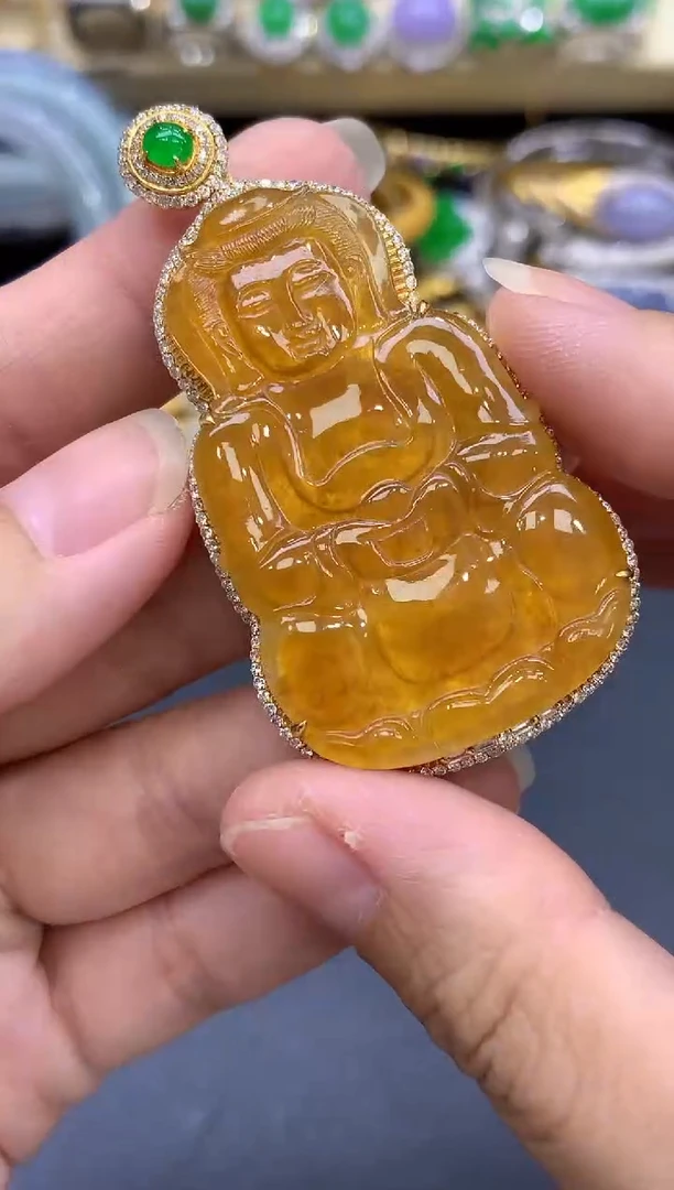 颈饰18K金镶嵌翡翠521-中国好珍宝