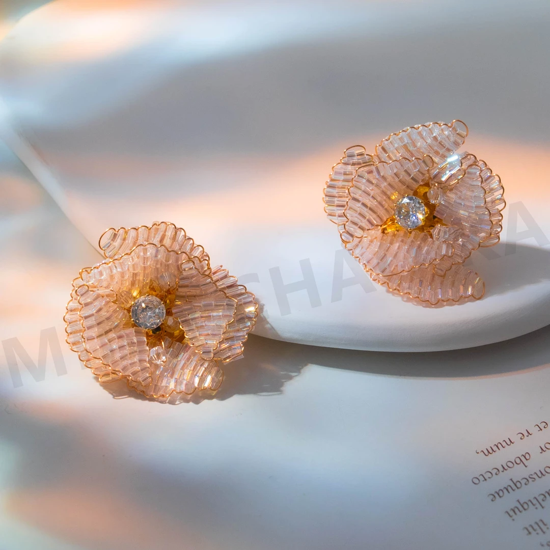 铜合金耳饰 铜镀金耳饰夏季新品花朵耳环耳钉