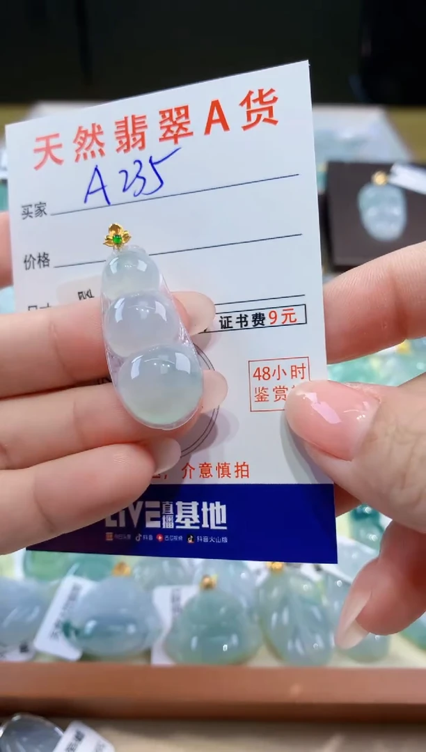 颈饰18K金镶嵌翡翠天然翡翠A货挂件