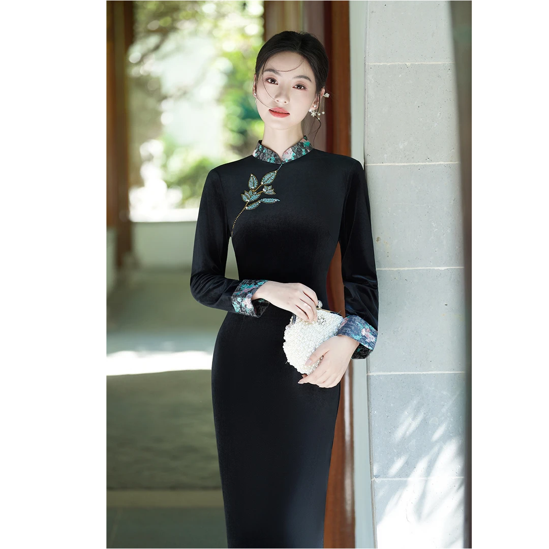 江南春【秋絮】秋冬款新中式文艺港风复古高端日常旗袍奢华气质