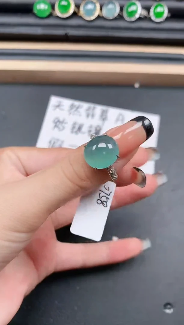 翡翠戒指银S925镶嵌1111111