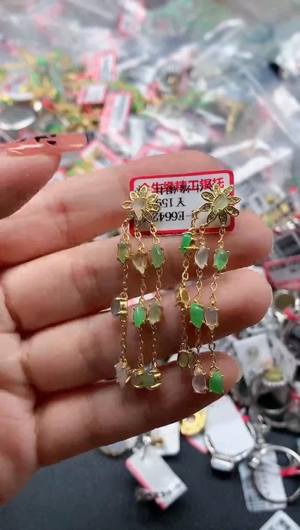 银S925镶嵌戒指翡翠天然A货缅甸翡翠