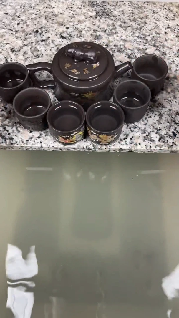 茶壶紫砂卧虎凤鸣龙凤呈祥一壶六杯变色套装