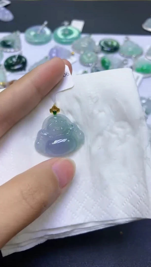 翡翠18K金镶嵌颈饰天然缅甸翡翠A货百元以上9元证书费自理