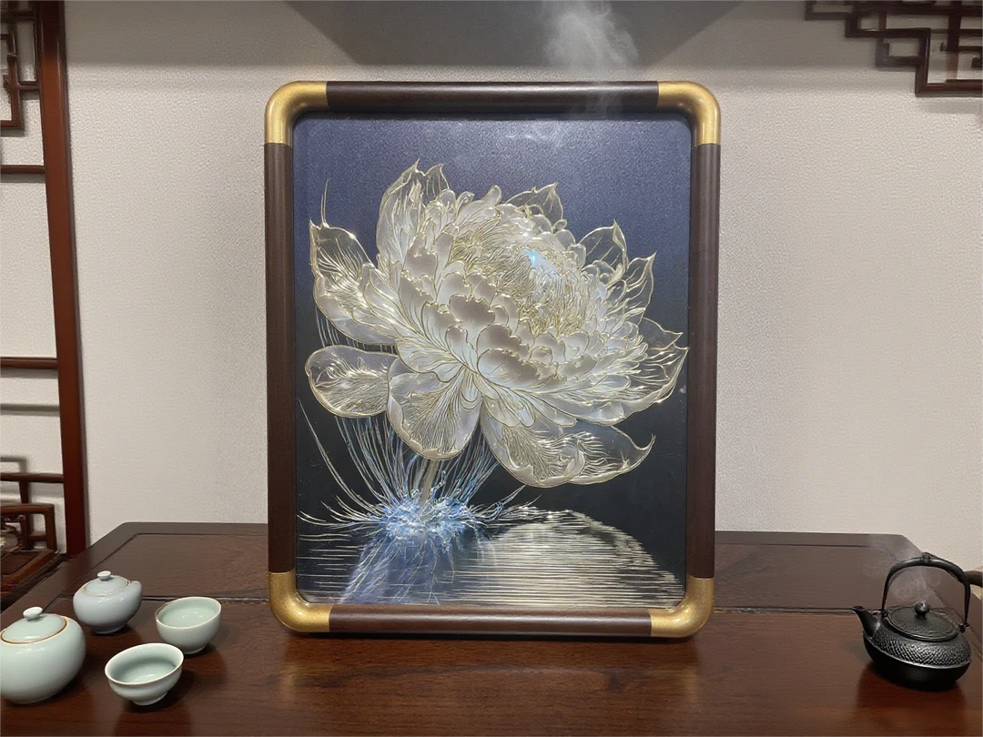 铜小鸭《光影睡莲》餐厅书房现代风格画 床头装饰画摆台