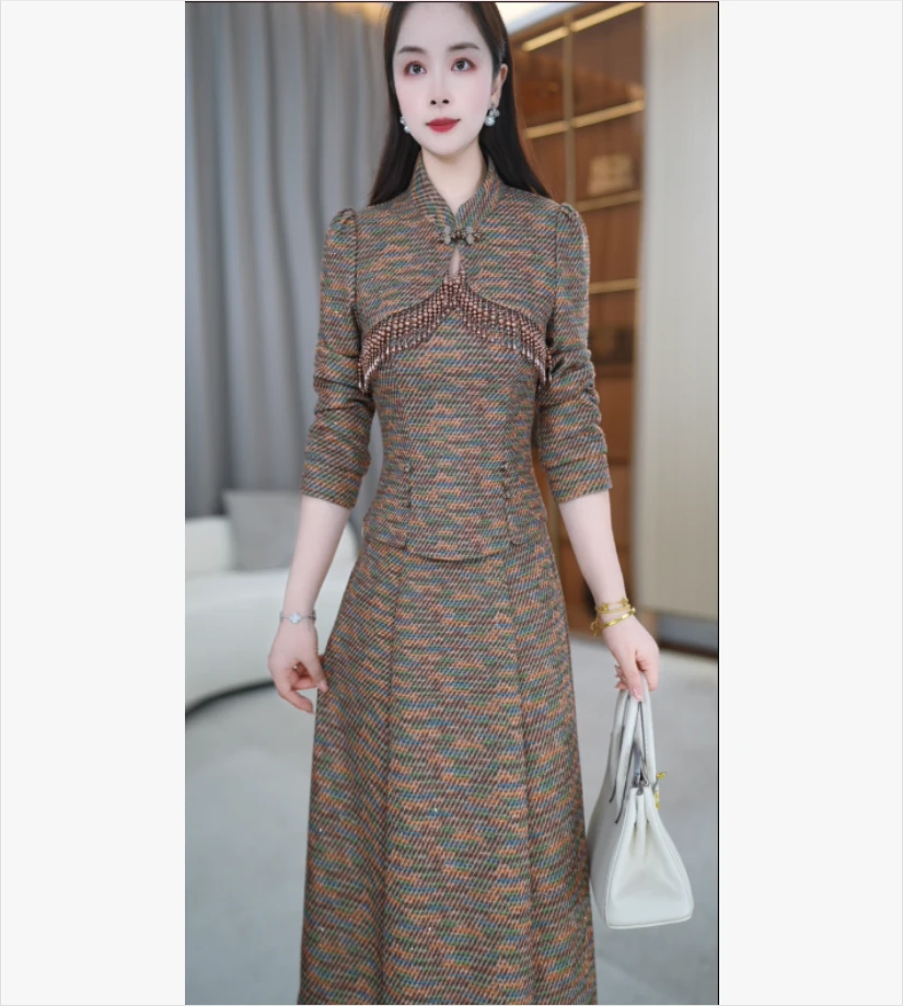 【两件套】秋季新款气质时尚显瘦纯色长袖通勤两件套套装M-4XL