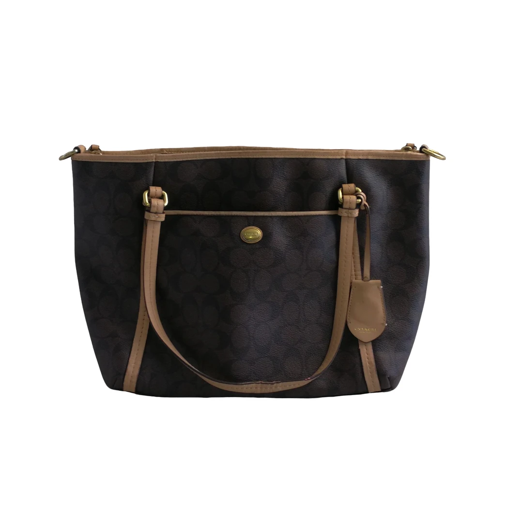 95新 COACH/蔻驰 coach 棕老花单肩包 a041525