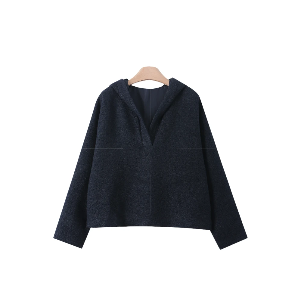 【封后轻奢设计】2024新款都市简约设计感连帽上衣80E381