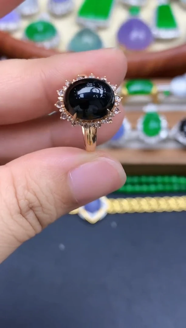 18K金镶嵌戒指翡翠459-中国好珍宝