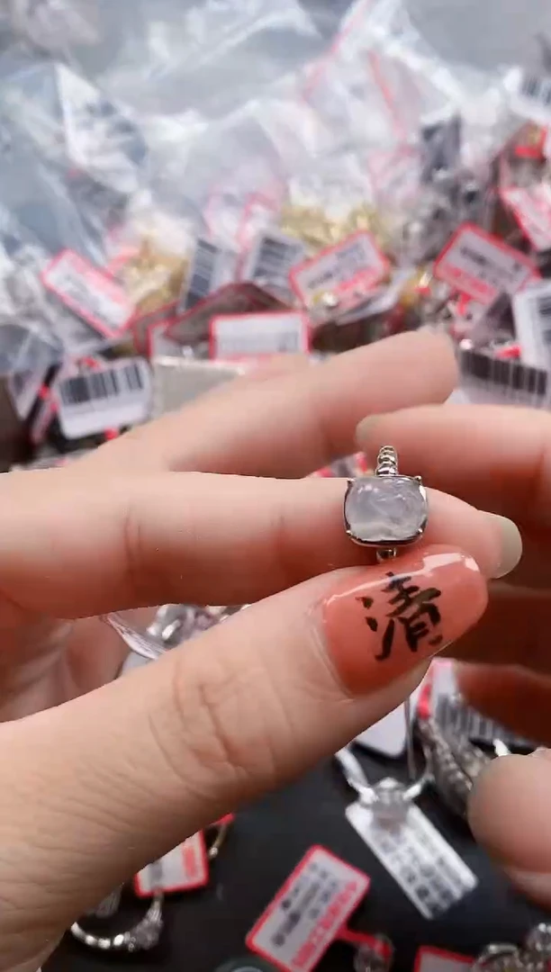 银S925镶嵌戒指翡翠天然A货缅甸翡翠