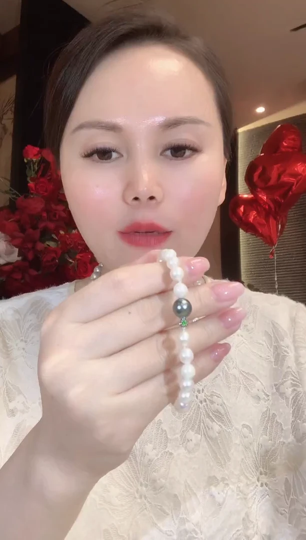 18K金镶嵌手链海水珍珠D56