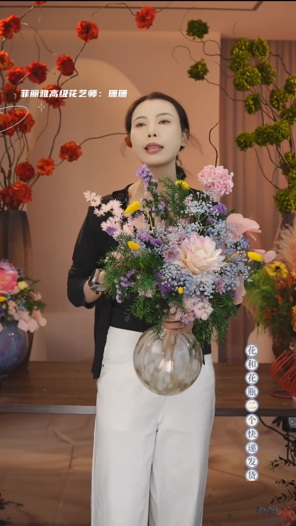 琉璃手工艺品：图片款花+花瓶