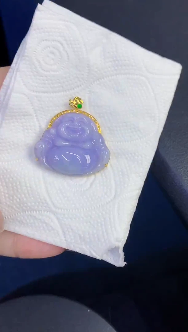 颈饰18K金镶嵌翡翠缅甸天然翡翠A货