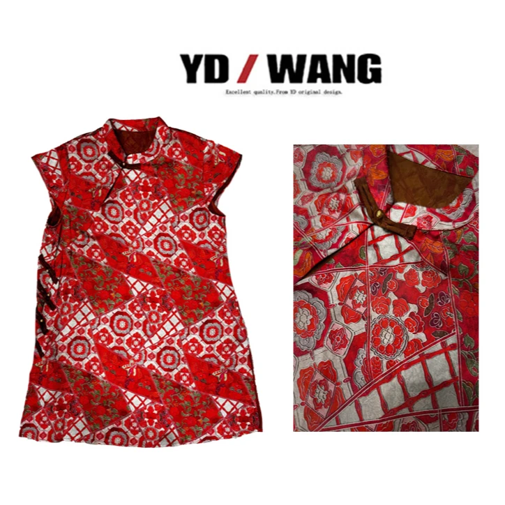 【YD精选】新中式立领盘扣印花裙   设计款时尚休闲小众气质女人味