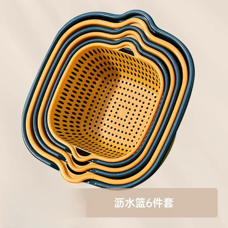 双层洗菜盆沥水篮六件套厨房洗水果盘客厅家用淘菜洗菜盆菜篮子