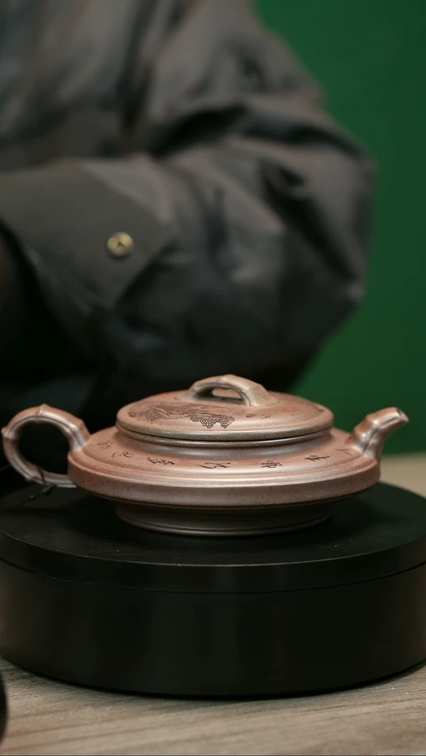 茶壶紫砂G****yH2202李小琴段泥柴烧虚扁