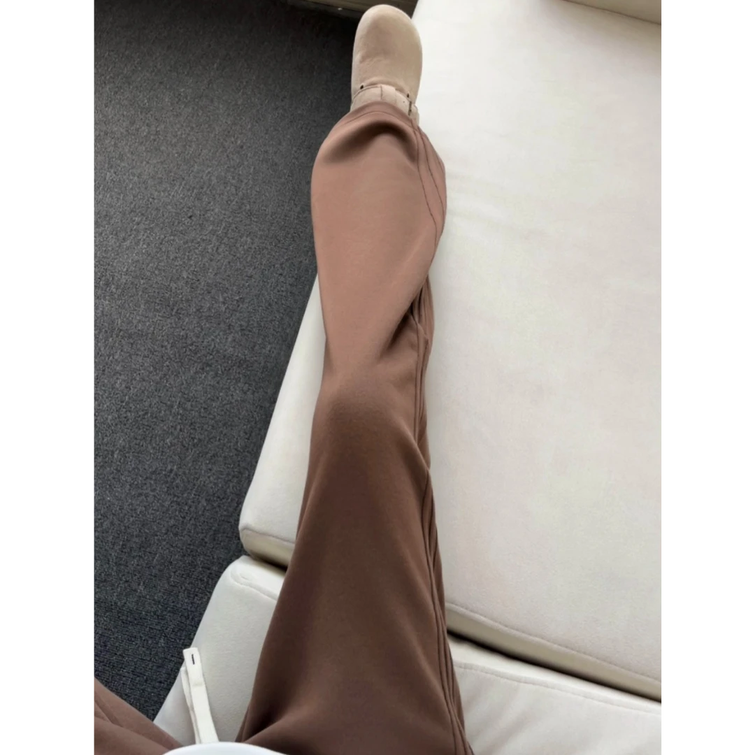 2025秋季新款潮流直筒条纹褶皱边休闲裤男款宽松纯色阔腿百搭卫裤