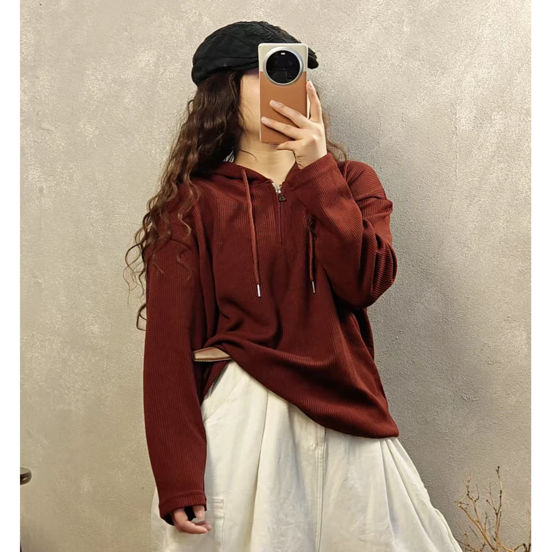 春款上新显瘦纯色净版连帽卫衣