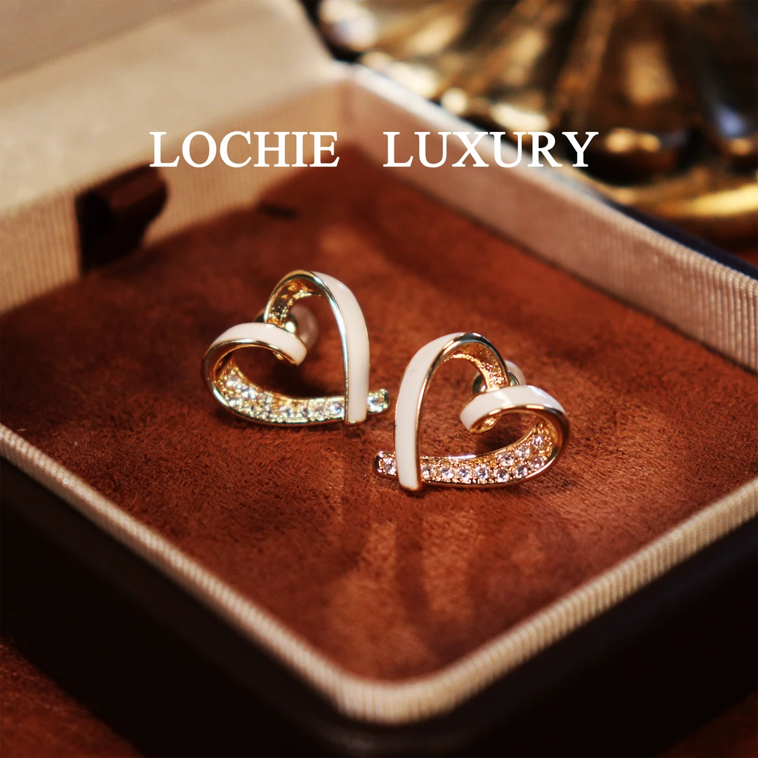 铜合金锆石耳饰 Q088【心上恋人】法式简约时尚爱心锆石耳钉