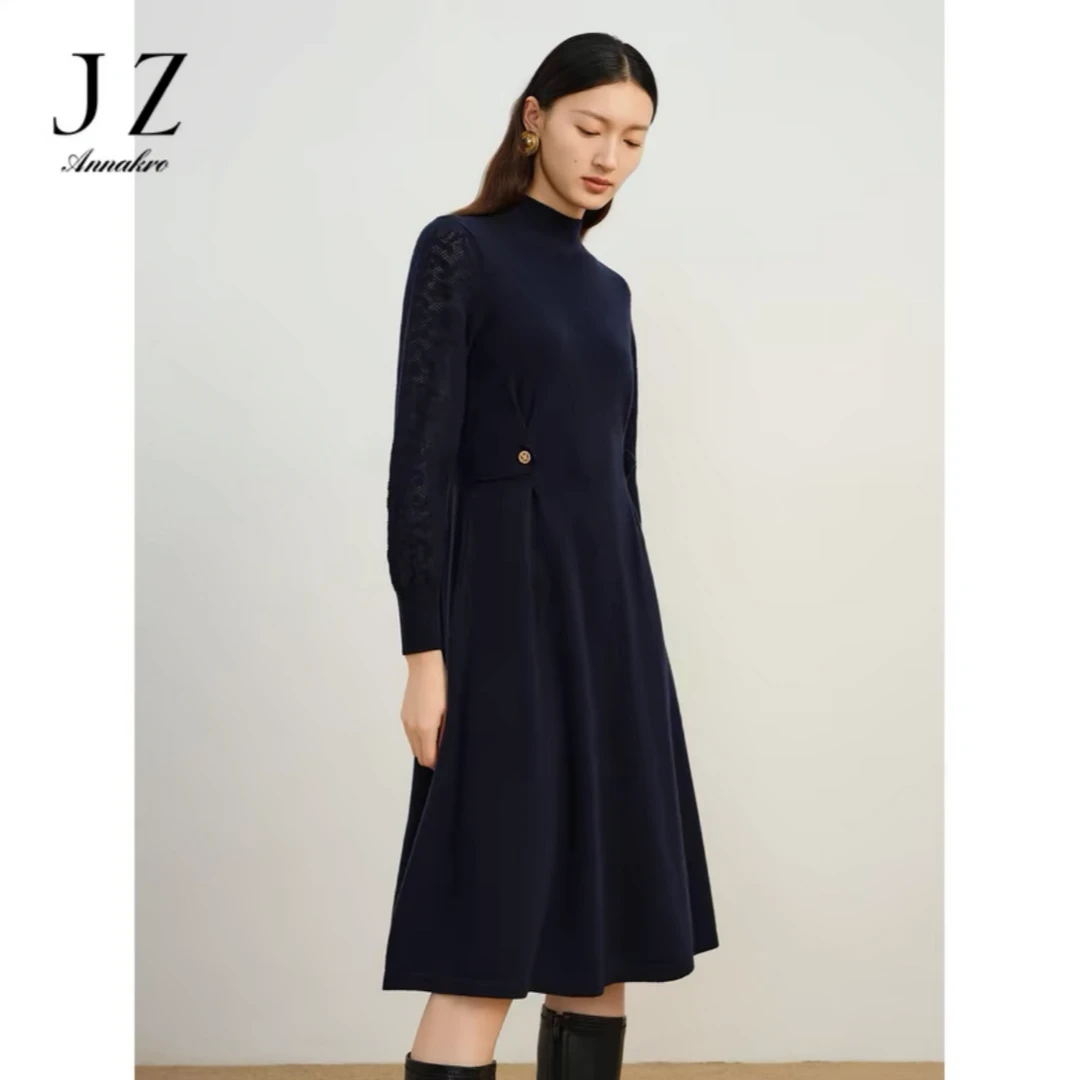 【安雅专属】玖姿安娜蔻JTDD31414修身显瘦羊毛内搭毛衫连衣裙女