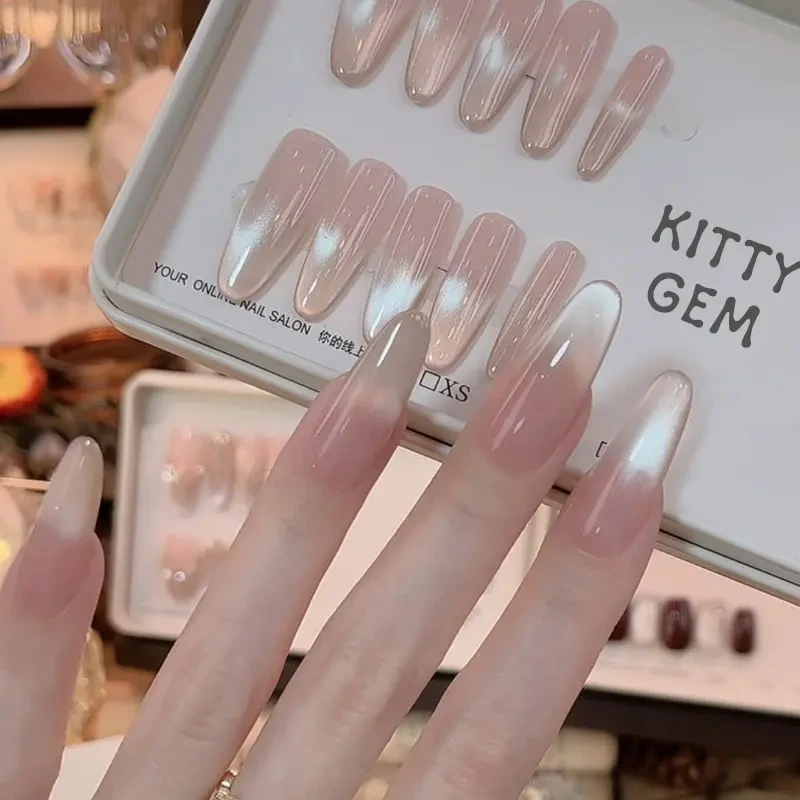 【追光猫眼】Kitty Gem纯手工穿戴甲高级显白可拆卸轻奢猫眼美甲贴