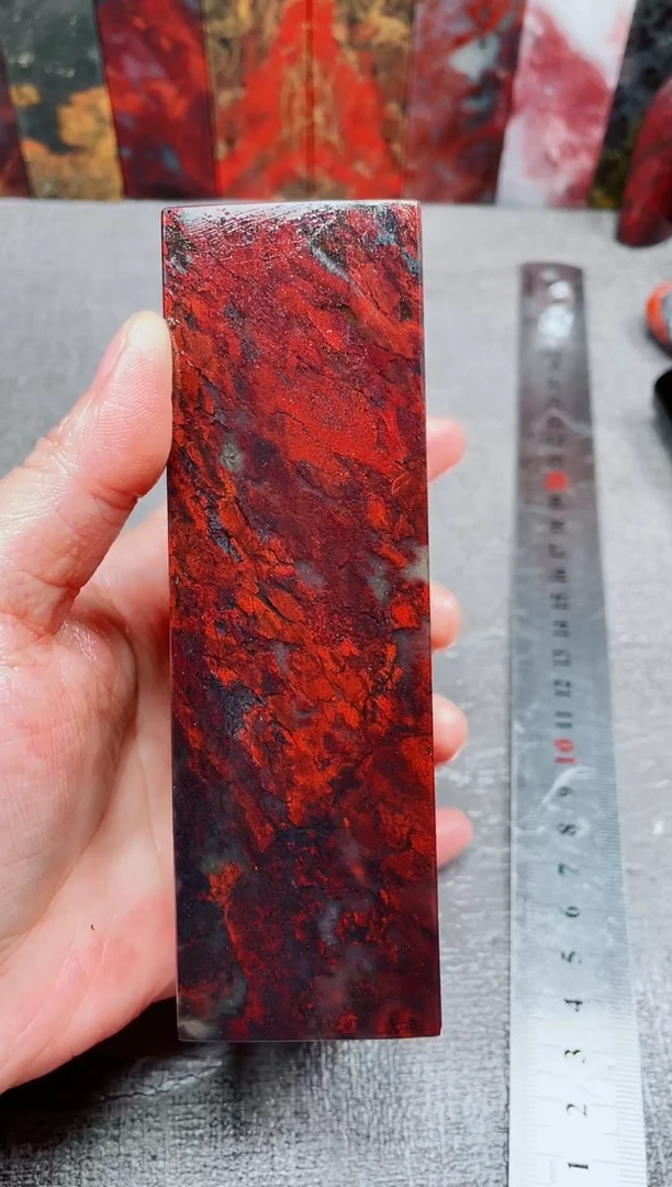 玉桂林鸡血玉素章4.1艳血红32