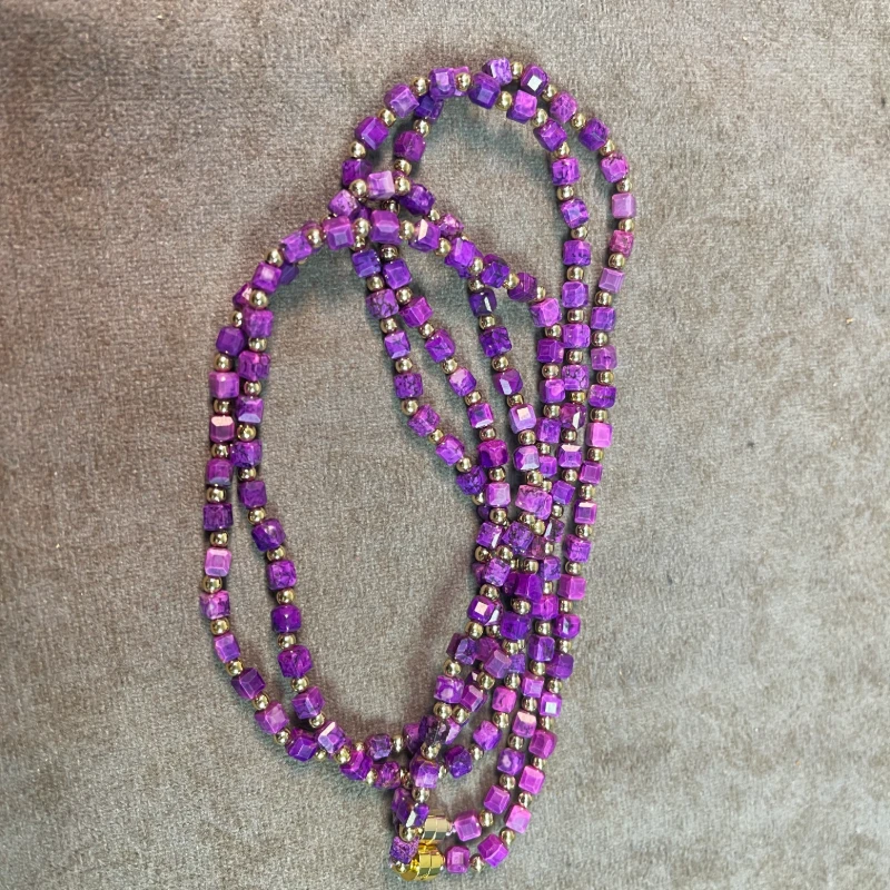 可塘工厂老料粉紫丝绒方糖项链多样性发一 SL411