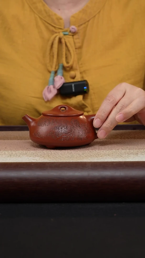 【闪购商品】紫砂茶壶朱泥-刻绘景舟石瓢MH-1801