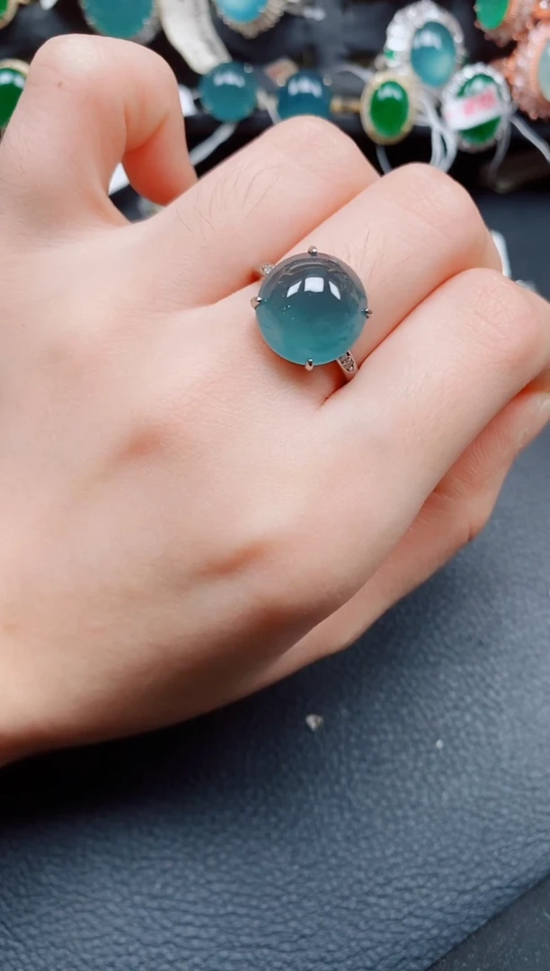 银S925镶嵌戒指翡翠翡翠