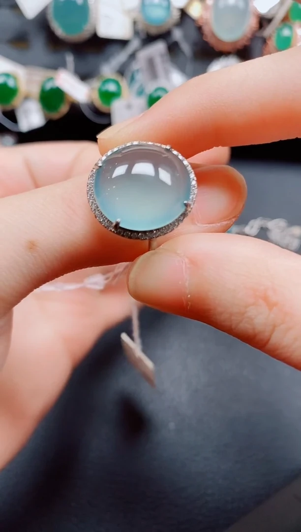 银S925镶嵌戒指翡翠翡翠