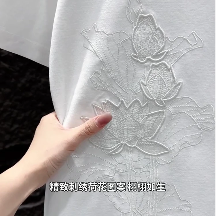 夏季新款时尚国风刺绣设计短袖T恤男装圆领休闲帅气百搭修身半袖