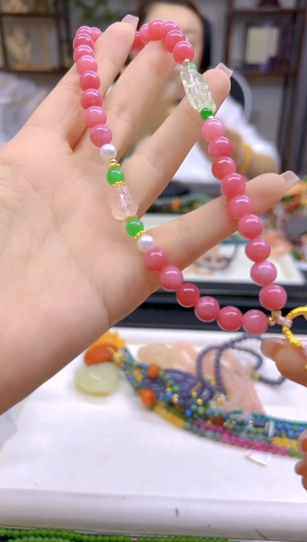 菱锰矿（红纹石）未镶嵌手链DIY款T14