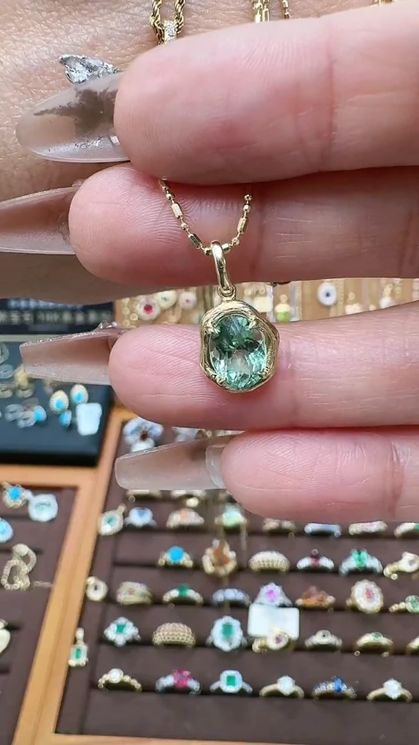 【闪购商品】碧玺吊坠(不含链)18K金镶嵌18K金碧玺吊坠