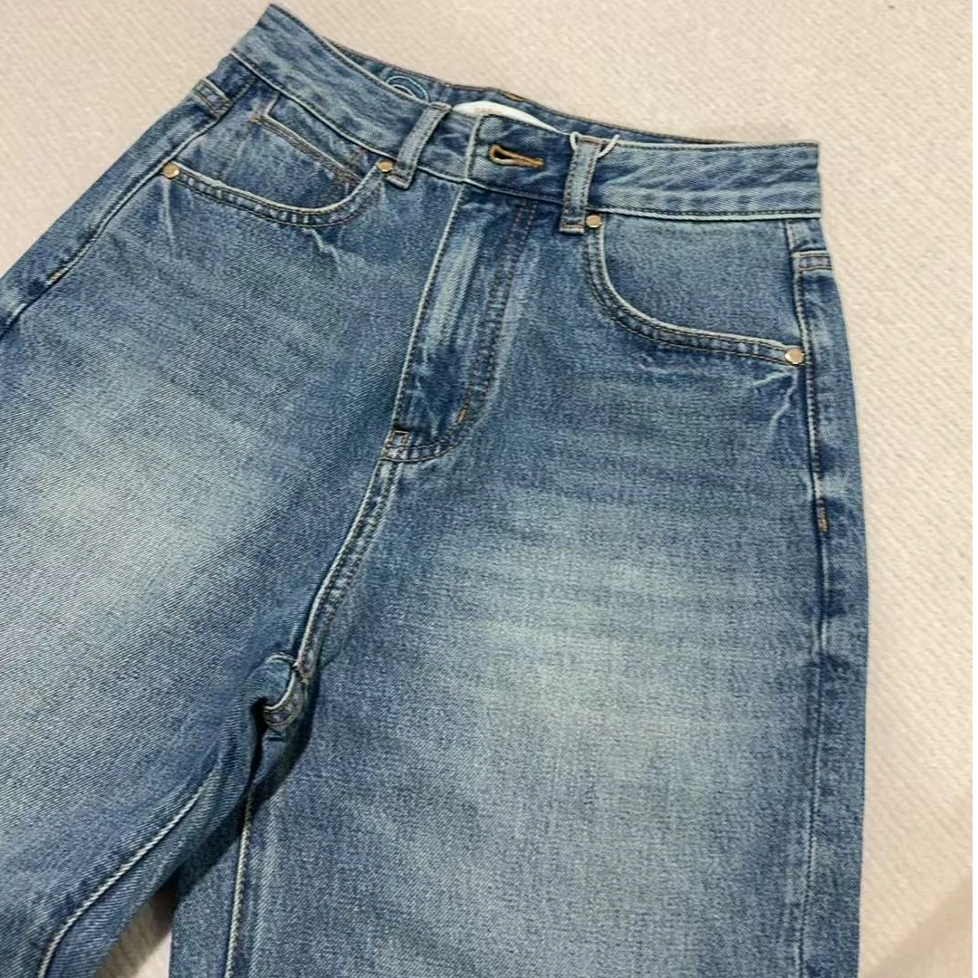 复古水洗直筒牛仔裤046