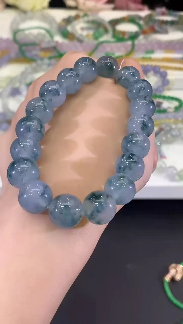 未镶嵌手串翡翠C346 紫货有色差