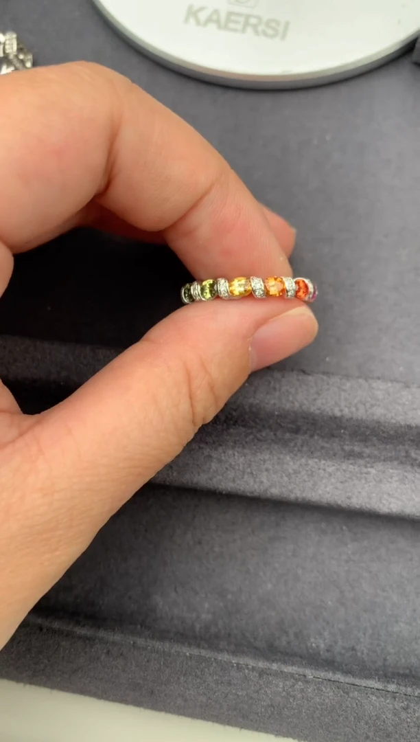 戒指彩色蓝宝石18K金镶嵌2.6ct彩蓝宝  定制  GH