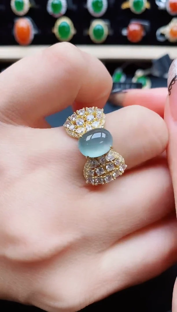 翡翠戒指银S925镶嵌5080550