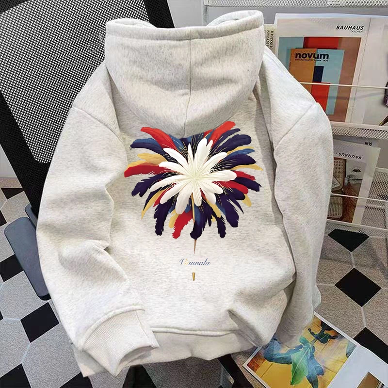重磅500克纯棉小众设计感艺术风日系秋冬新款情侣连帽卫衣ins风