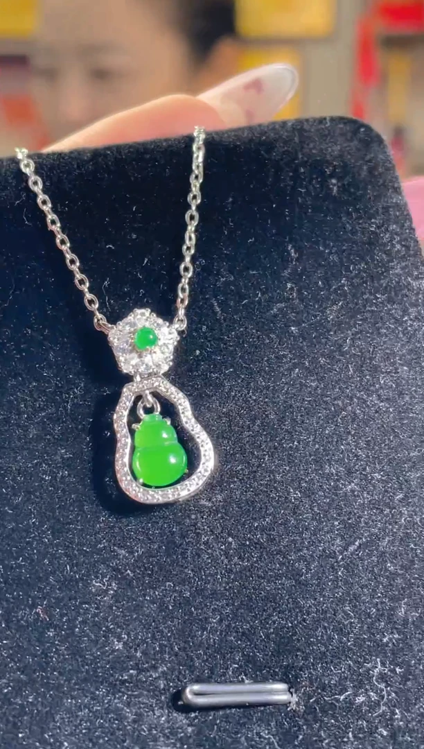 【闪购商品】翡翠颈饰银S925镶嵌天然A货翡翠多样性发一