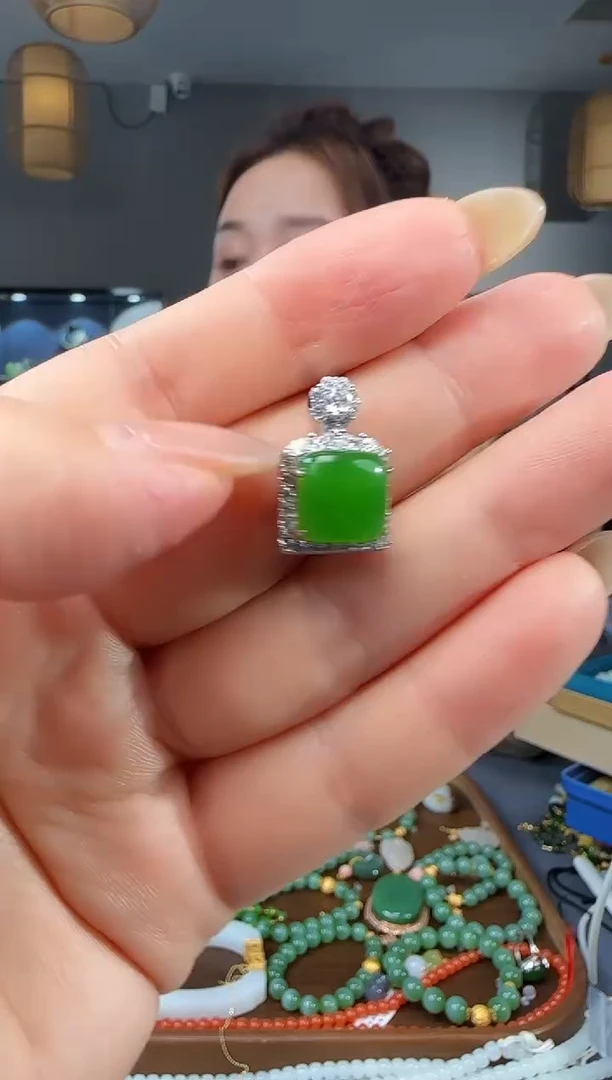 和田玉银S925镶嵌吊坠(不含链)1